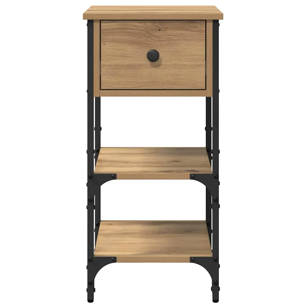 Moderner Nachttisch 33,5x36x70 cm Braun aus massivem Holz