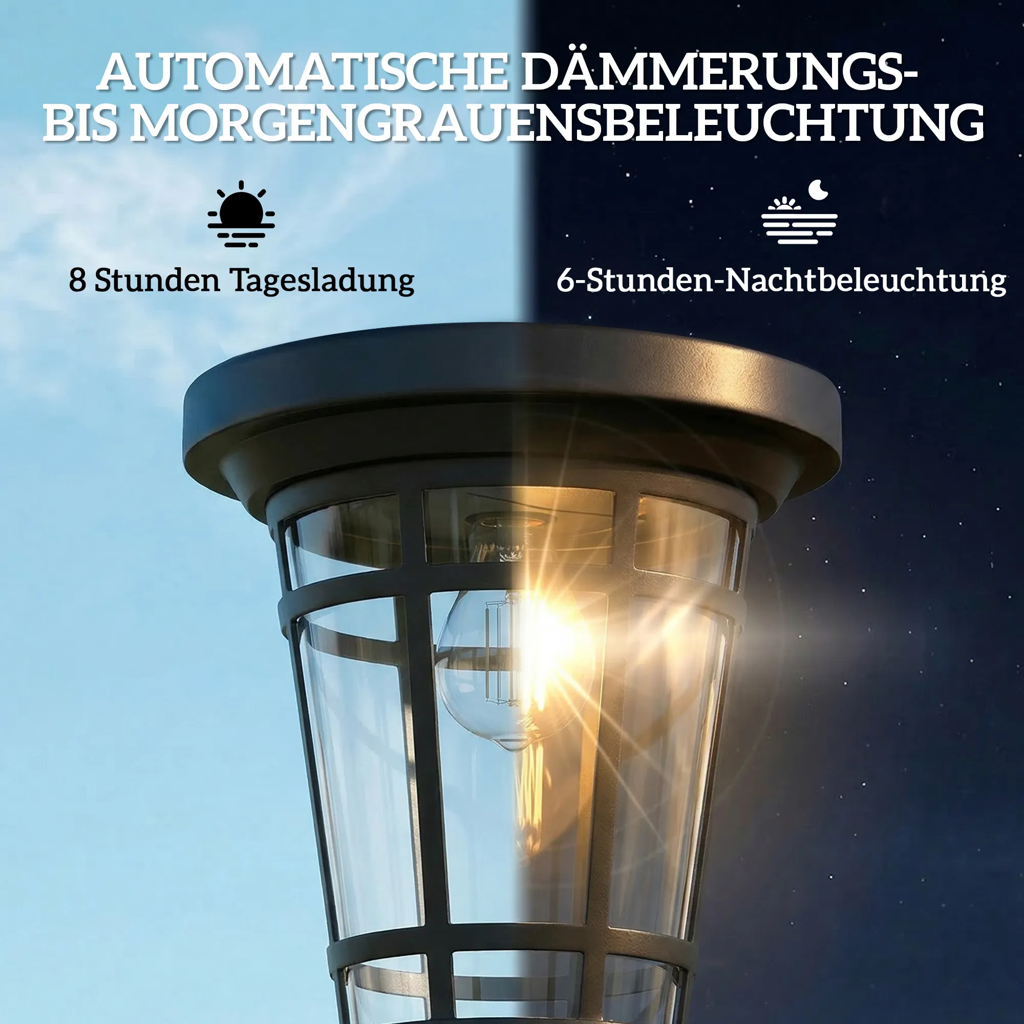 Solar Gartenleuchten 2er-Set Stehleuchte 180cm Schwarz IP44