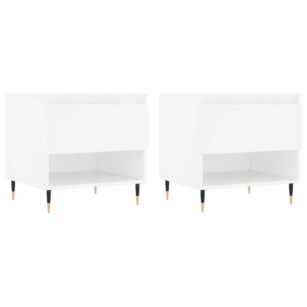 Couchtische 2 Stk. Weiß 50x46x50 cm Holzwerkstoff Couchtische 2 Stk. Weiß 50x46x50 cm Holzwerkstoff