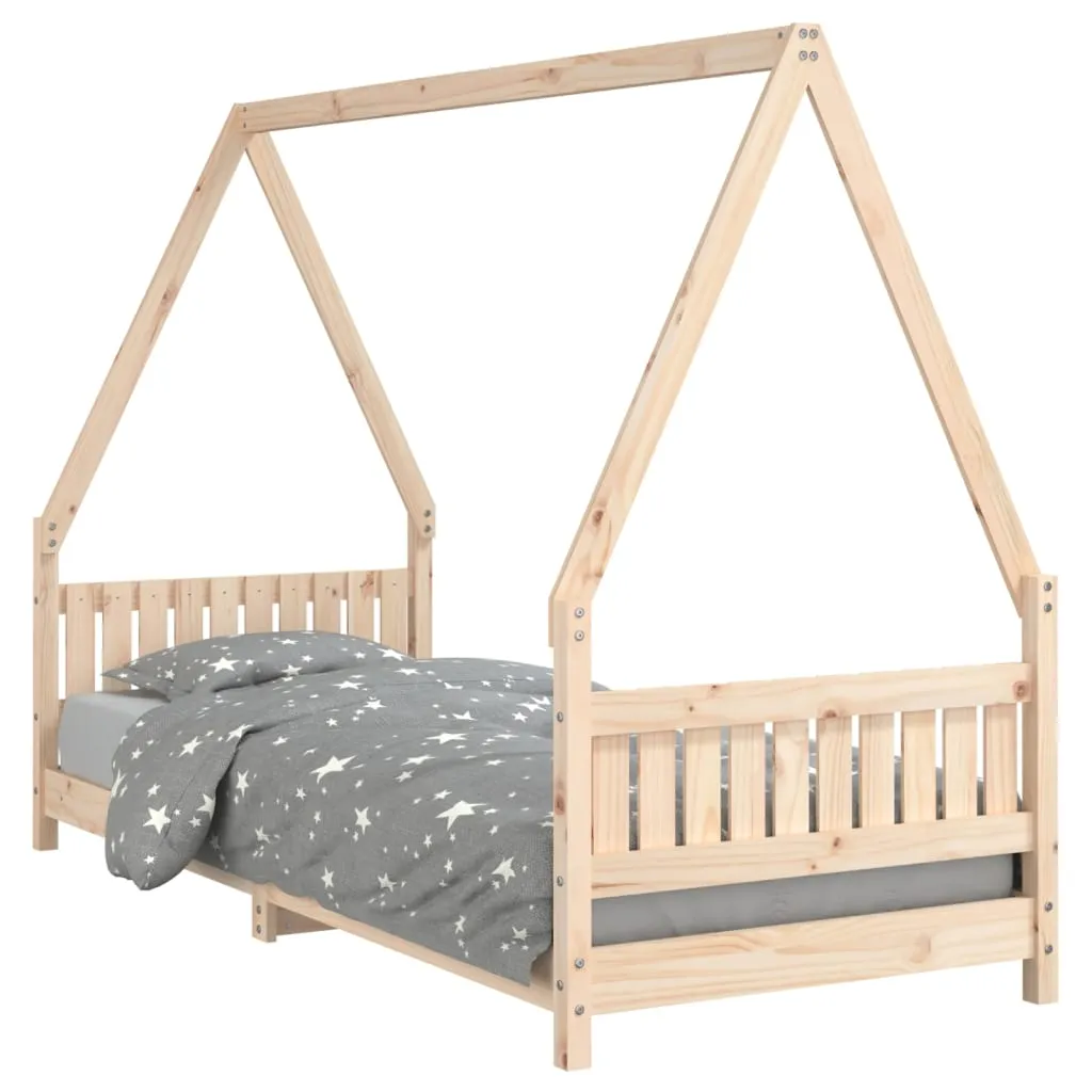 Kinderbett Hausform aus massivem Kiefernholz 205,5x85,5x146 cm natur