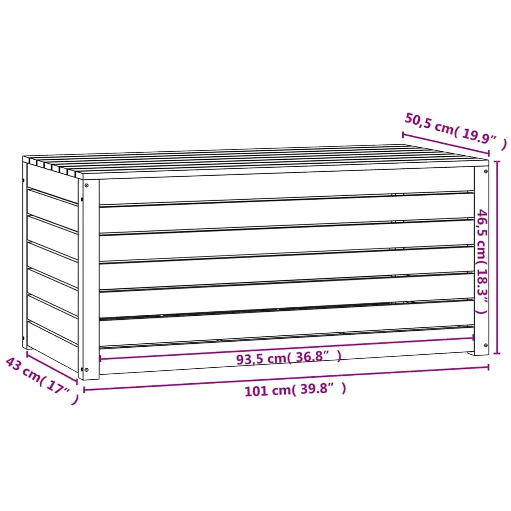 Gartenbox aus massivem Kiefernholz 101 x 50,5 x 46,5 cm Schwarz