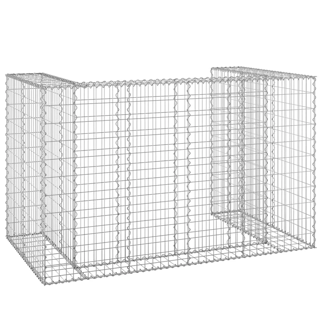 Gabionen-Mülltonnenverkleidung 180x100x110 cm silbern aus verzinktem Stahl