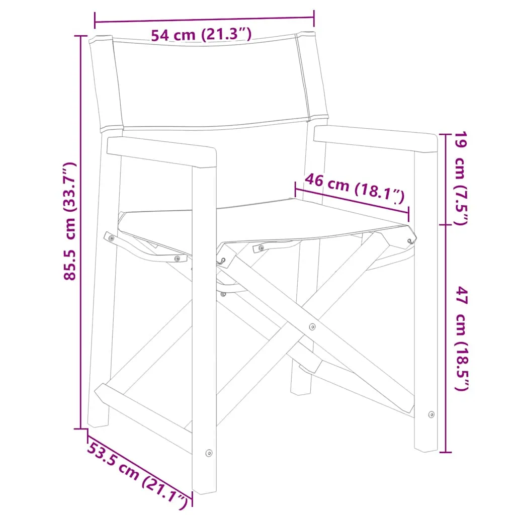 Klappbarer Regiestuhl aus Echtholz 54x53,5x85,5 cm Dunkelgrau