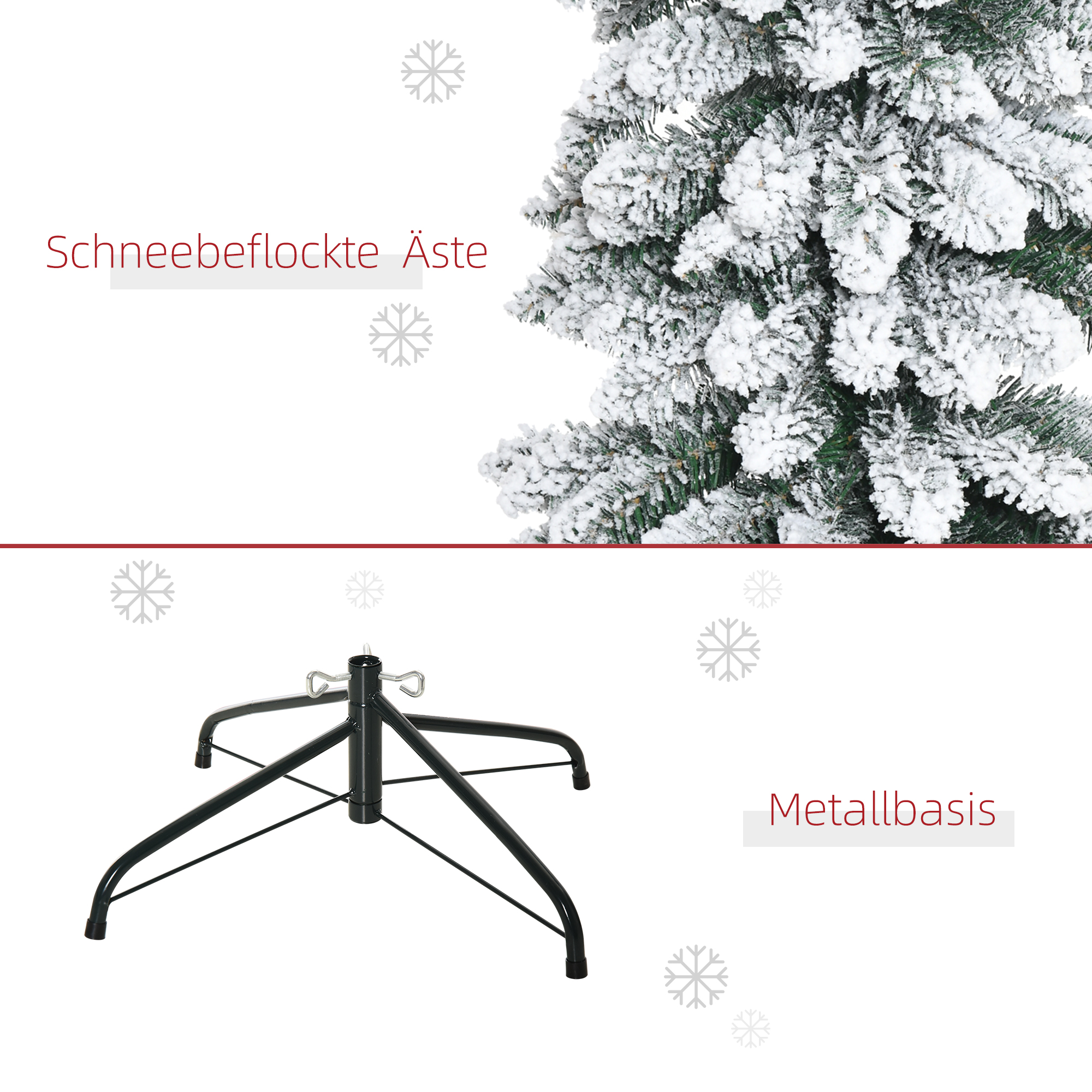Künstlicher Weihnachtsbaum schneebedeckt schmal 180 cm Grün/Weiß