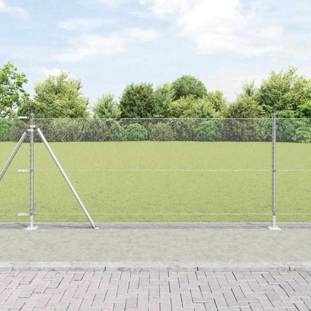 Outdoor-Hexagon-Zaun mit Betonbasis 10 x 0,8 m Silber Netz