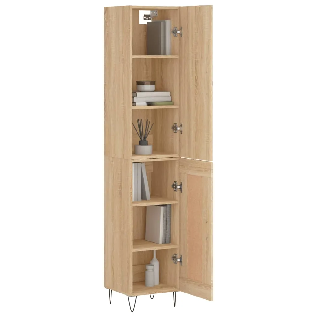 Highboard Sonoma-Eiche 34,5 x 34 x 180 cm aus Holzwerkstoff und Metall