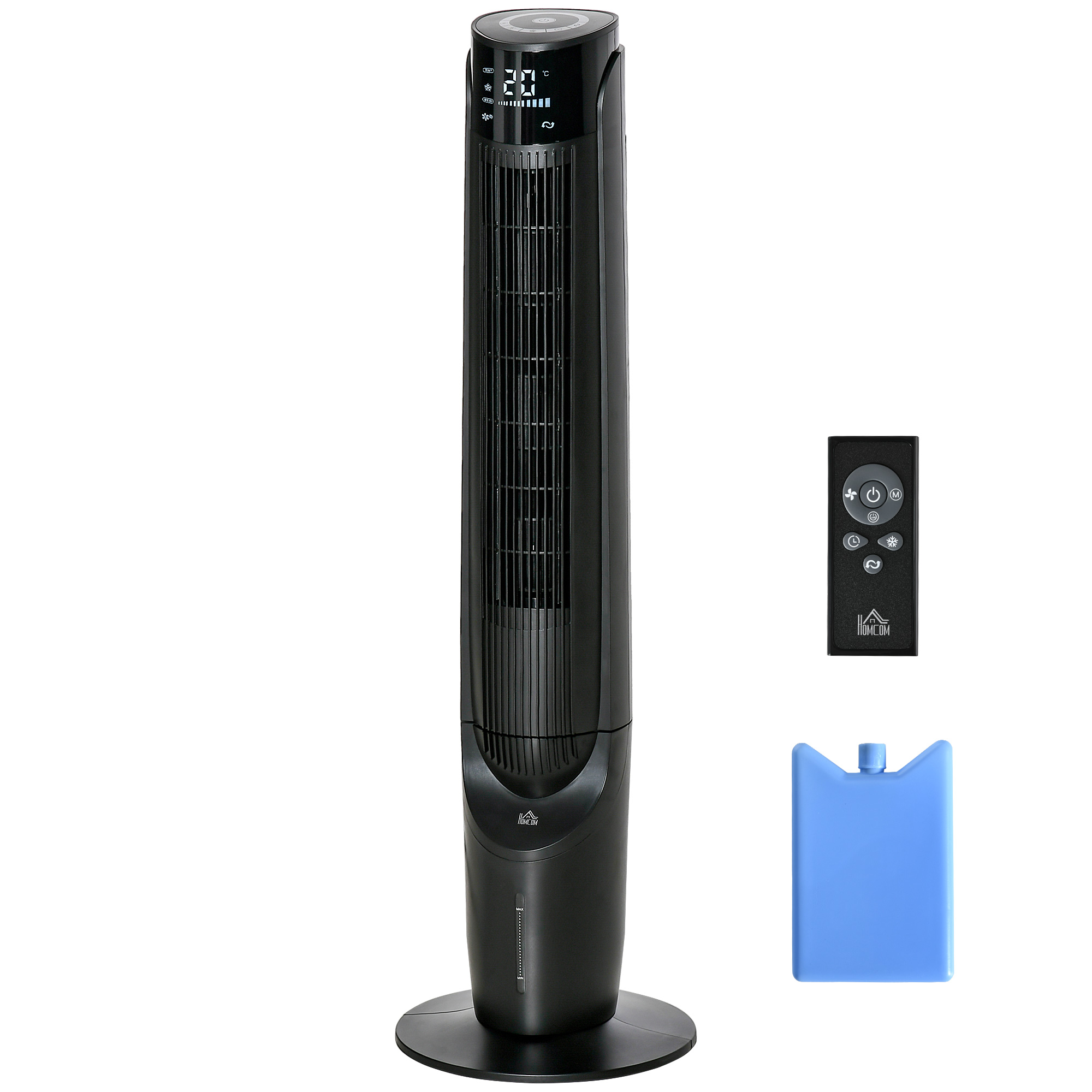 2-in-1 Luftkühler Turmventilator 31,5L x 31,5B x 107H cm Schwarz
