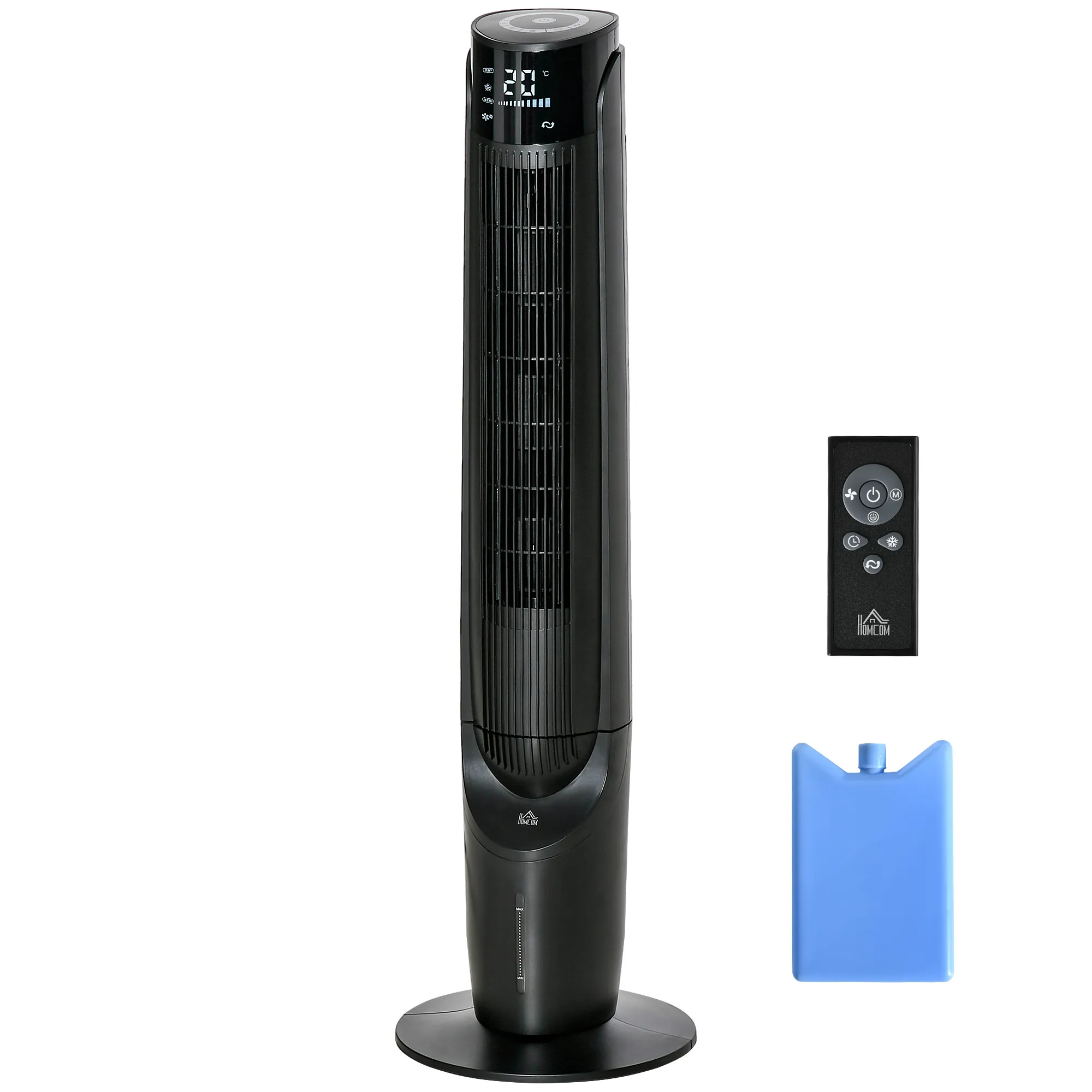 2-in-1 Luftkühler Turmventilator 31,5L x 31,5B x 107H cm Schwarz