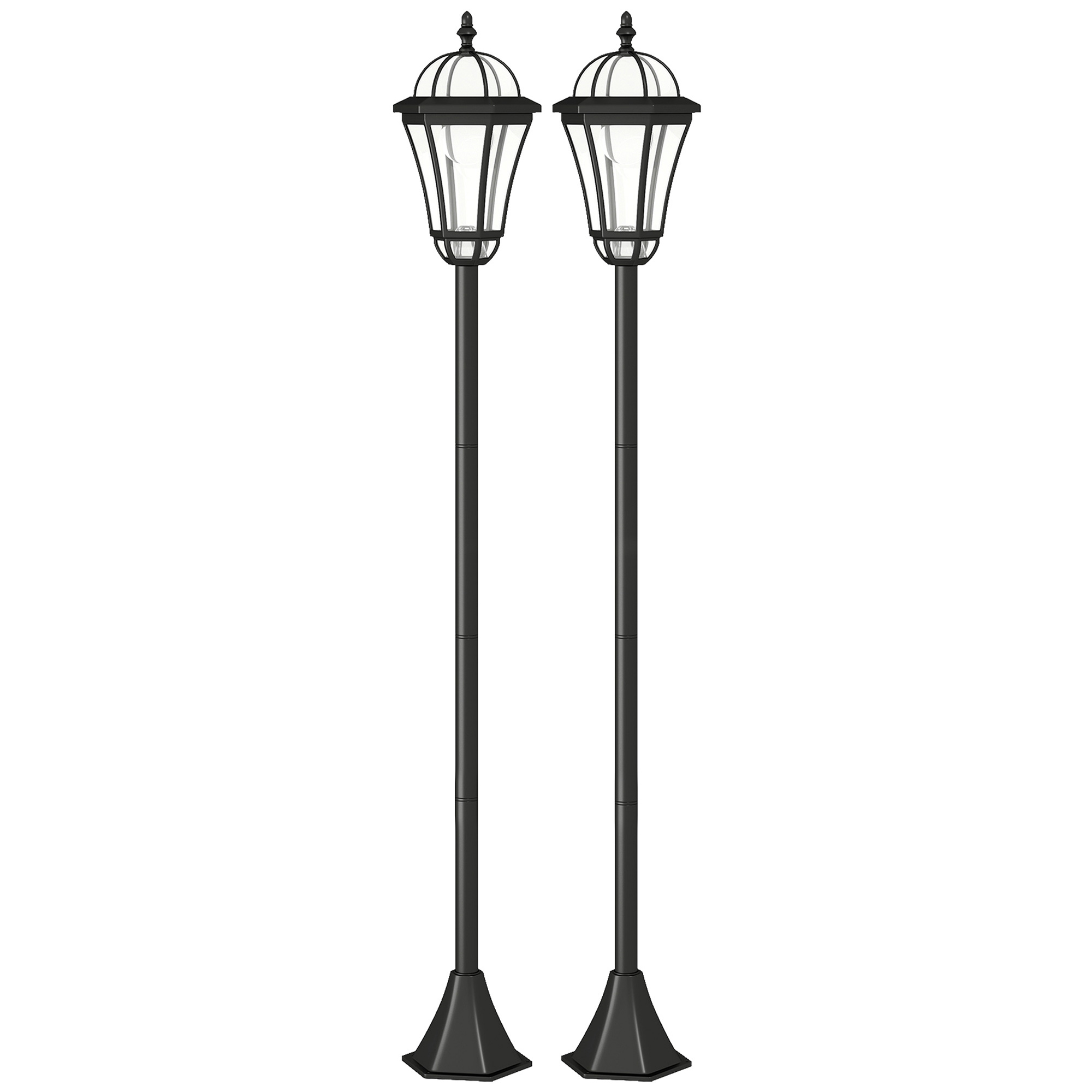 Solar Gartenlaterne 2er Set Wegleuchte 129 cm Schwarz LED