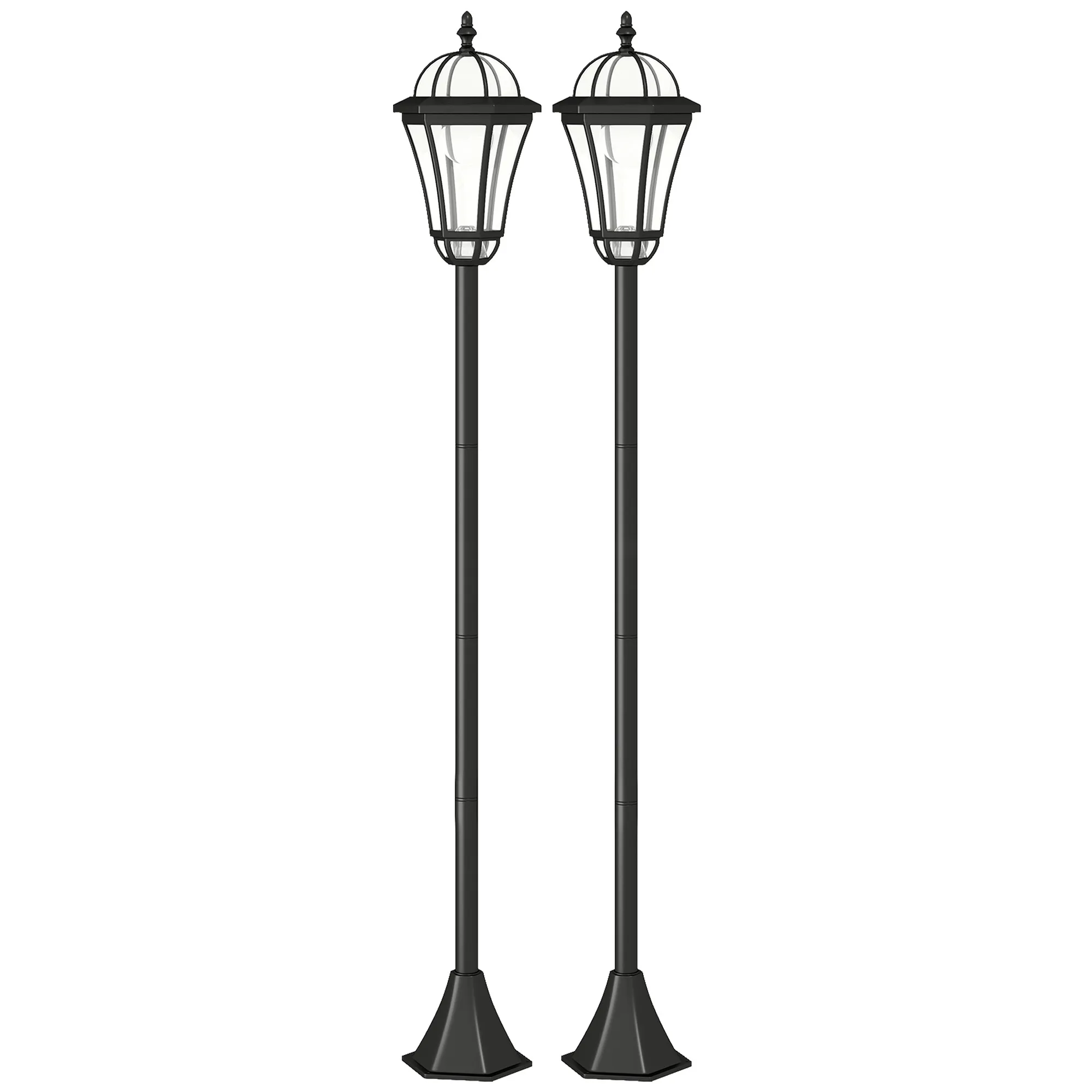 Solar Gartenlaterne 2er Set Wegleuchte 129 cm Schwarz LED