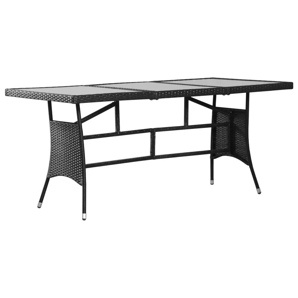 Gartentisch mit Glasplatte 170x80x74 cm Schwarz