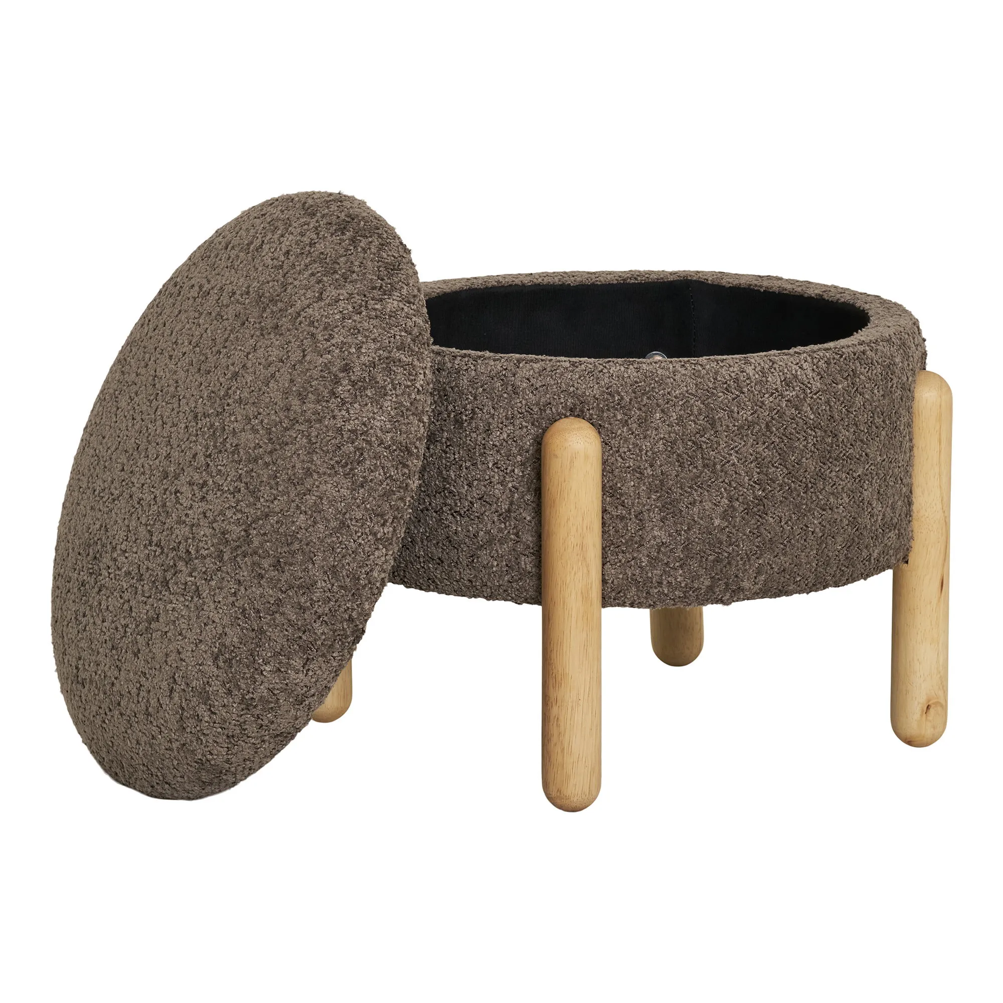 tinkaro Medas Pouf mit Stauraum ø45x36 cm Braun/Natur