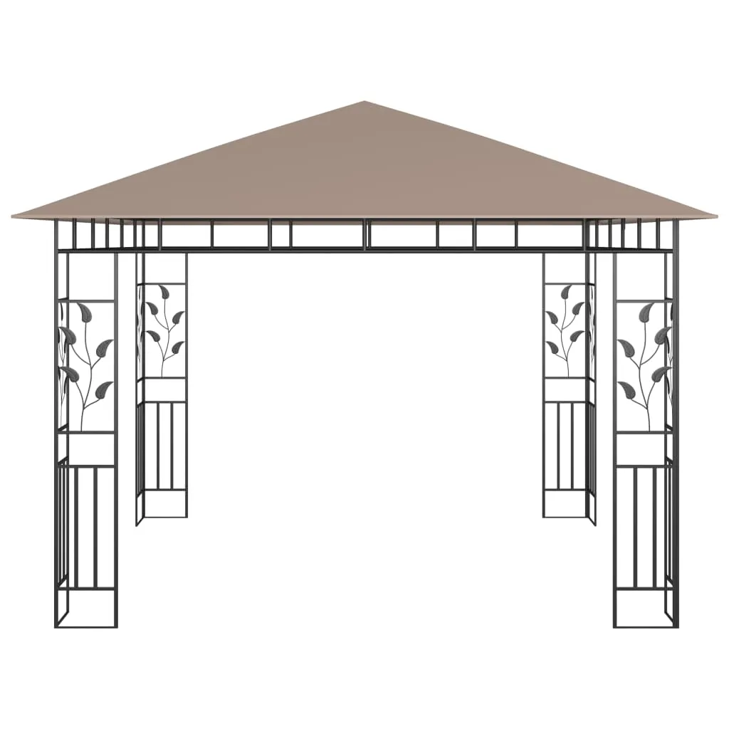 Pavillon 3x3 m Taupe mit Stahlrahmen und Stoffdach