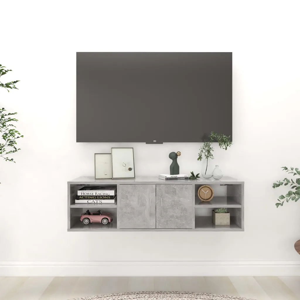 Wandregal Betongrau 102 x 30 x 29 cm aus Holzwerkstoff