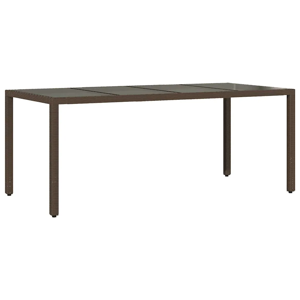 Brauner Gartentisch mit Glasplatte 190 x 90 x 75 cm