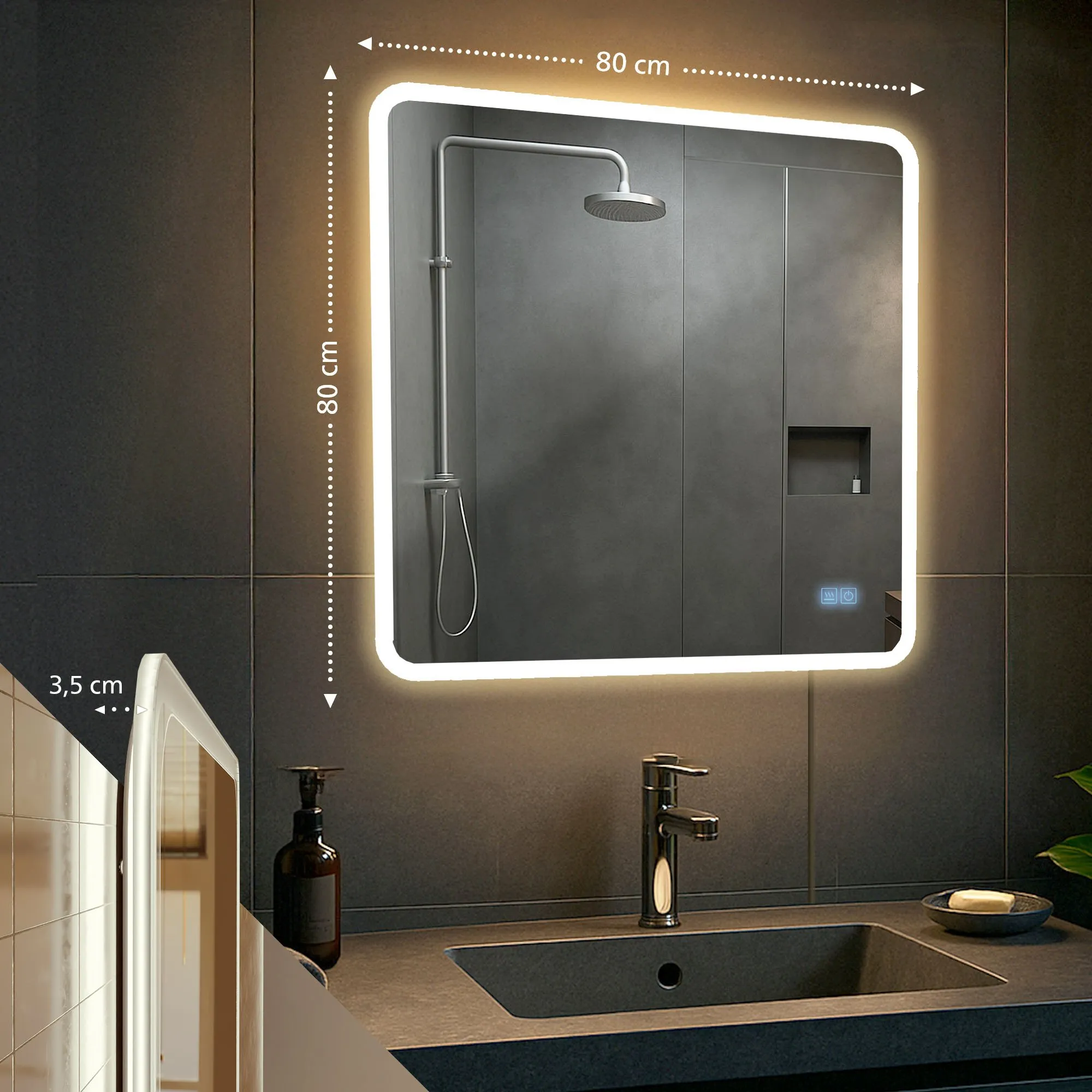 Badspiegel Jericho Bluetooth 80x80 klarglas