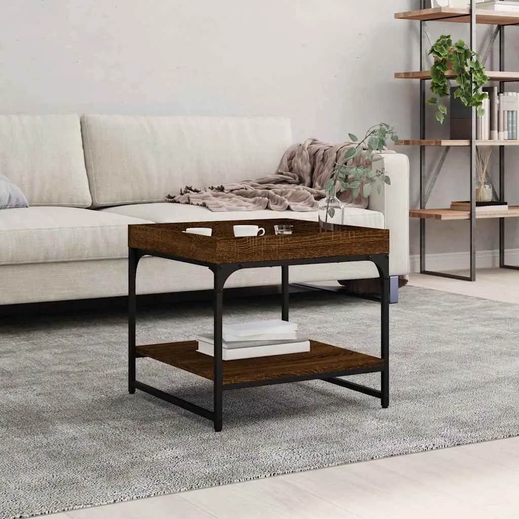 Eleganter Couchtisch 49,5 x 49,5 x 45 cm in Braun Eichen-Optik