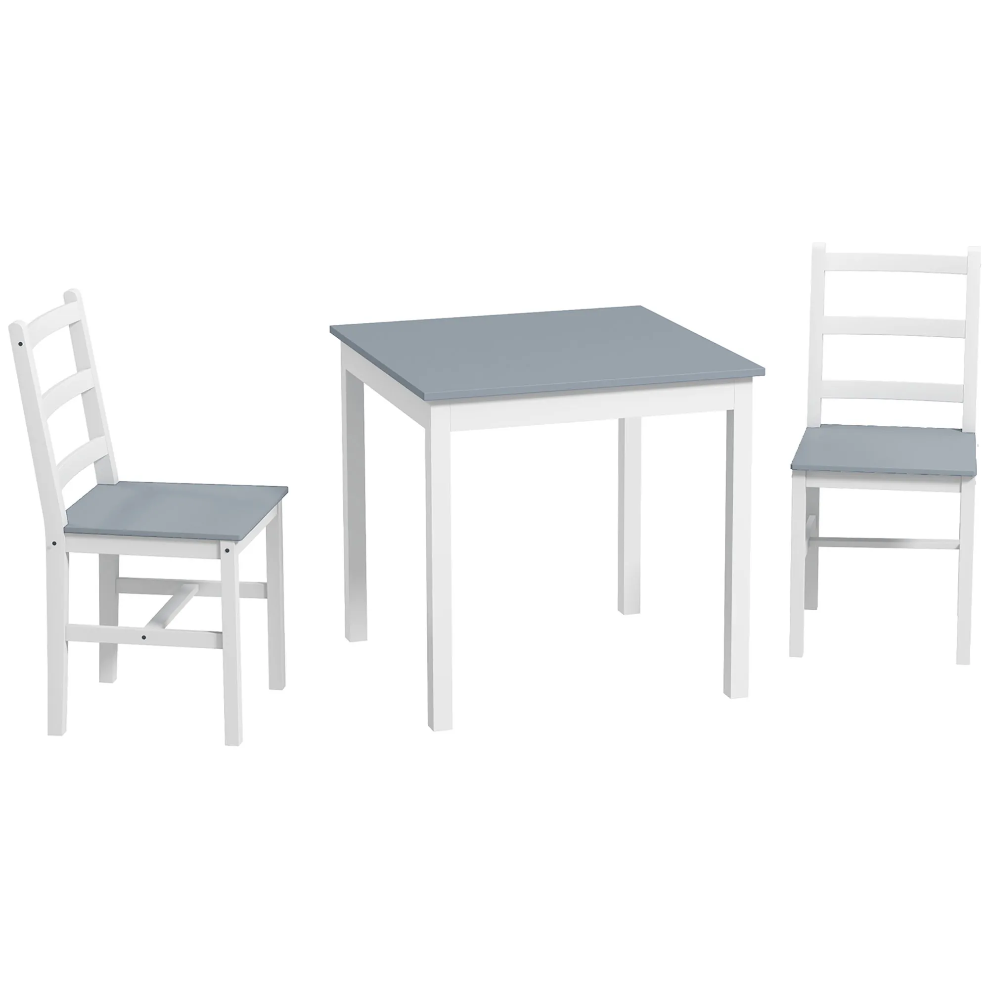 Küchentisch-Set für 2 Personen 75x75x75 cm Grau+Weiß