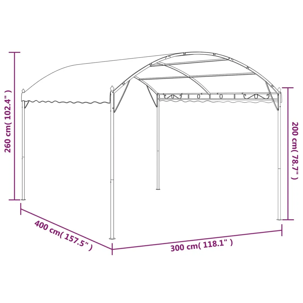 Pavillon Anthrazit 3 × 4 × 2,6 m mit UV-Schutz und Regenabwehr