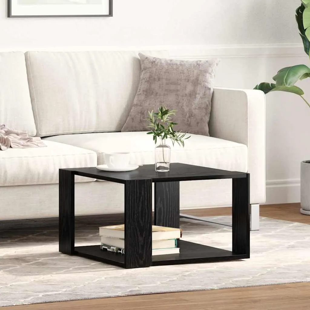 Moderner Couchtisch 51,5x51,5x30 cm Schwarz Massivholz-Optik