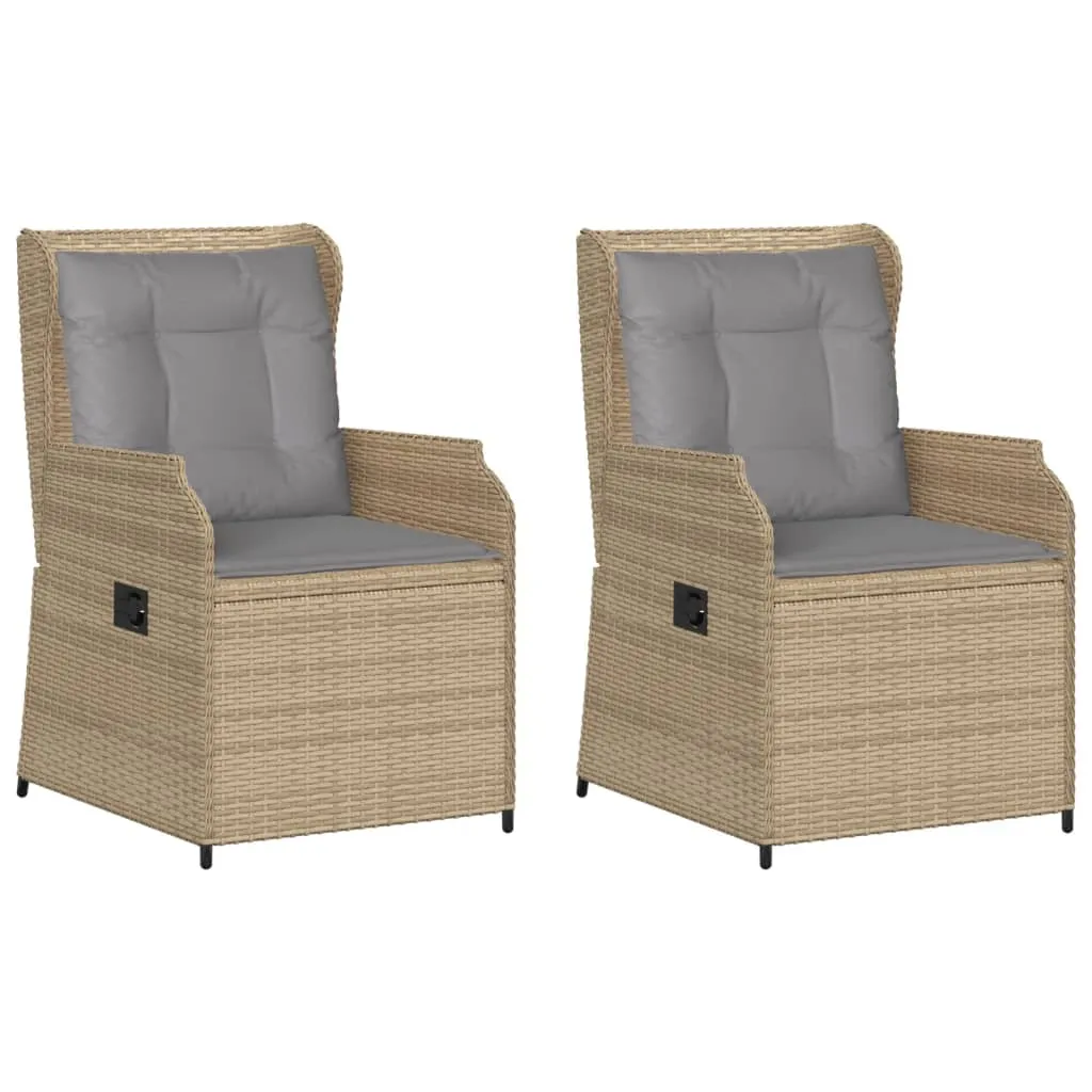 Verstellbarer Gartenstuhl 55x67x95 cm Beige aus PE-Rattan und Stahl