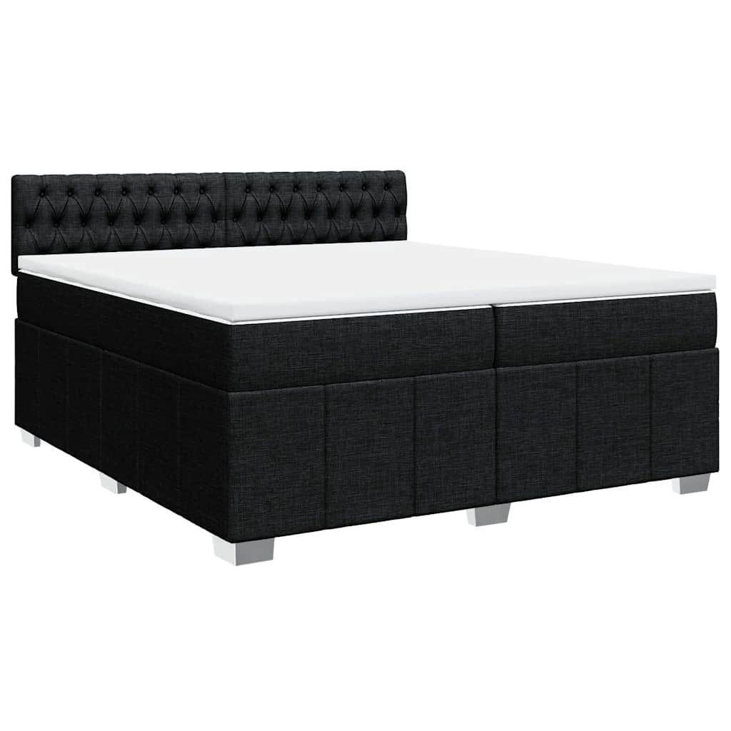 Boxspringbett 200x200 cm mit LED-Lichtern und Topper, Schwarz