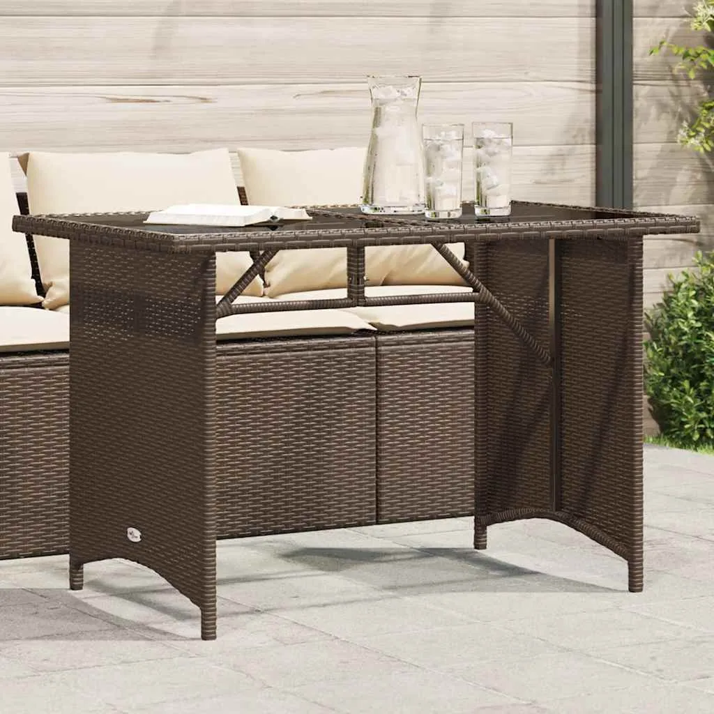 Gartentisch Braun 110 x 68 x 70 cm mit Glasplatte