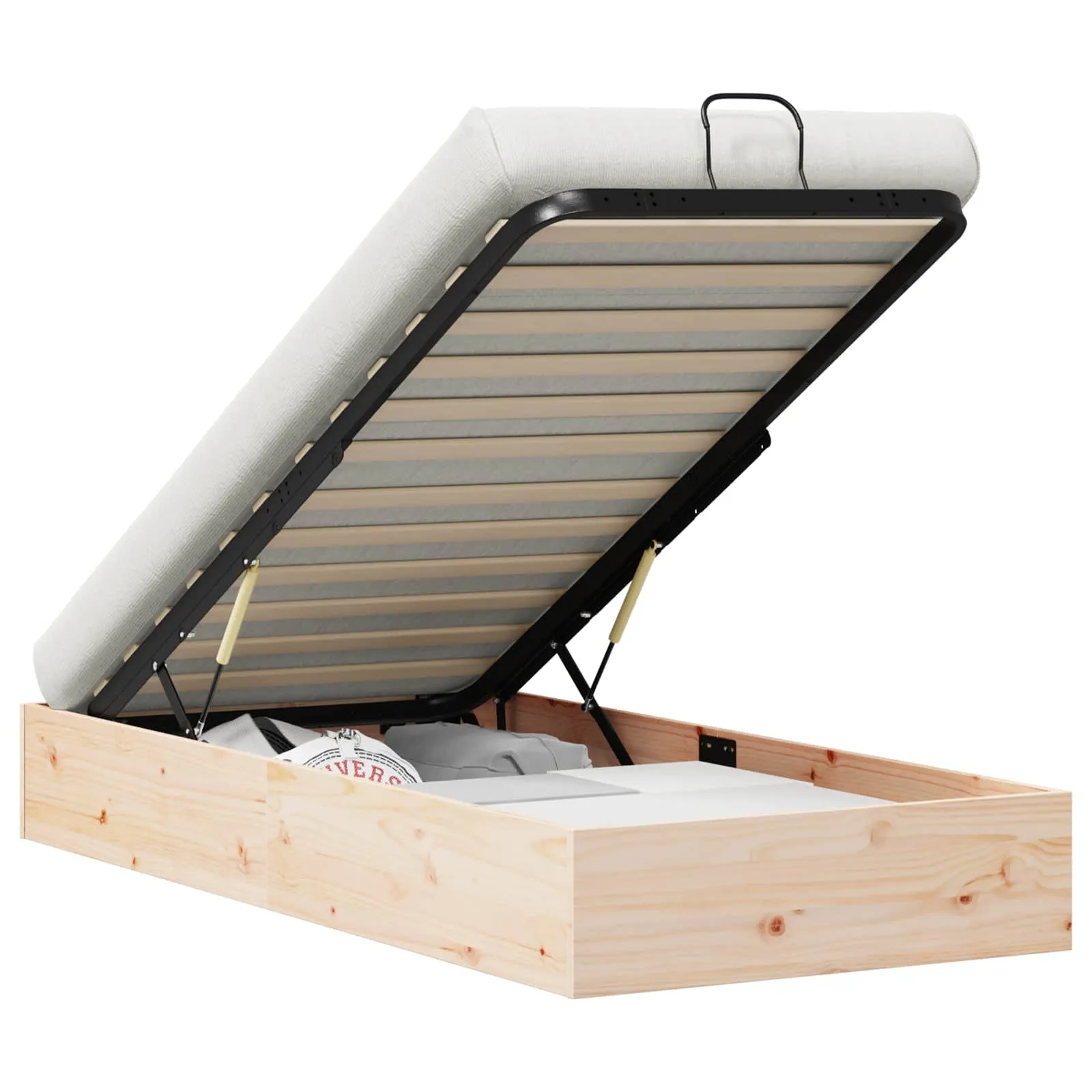 Bettgestell mit Stauraum 90 x 190 cm Natur