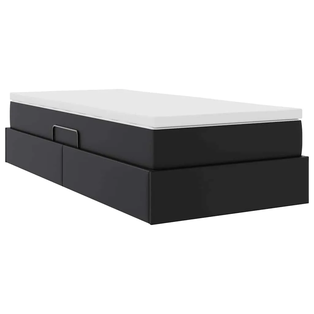 Aufbewahrungsbett mit Matratze 90 x 200 cm Schwarz