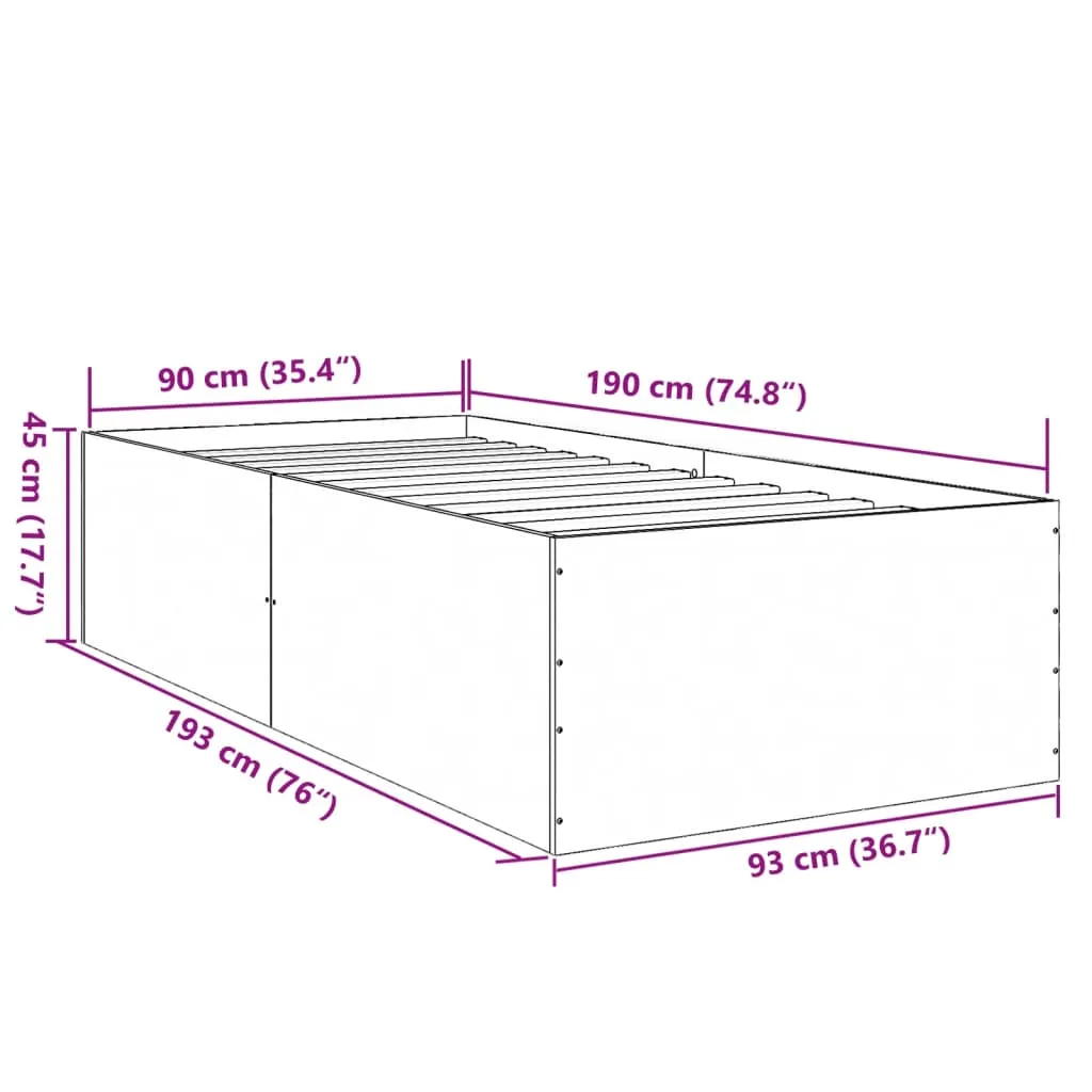 Bett Weiß 193 x 93 x 45 cm mit Holzwerkstoff und Latten