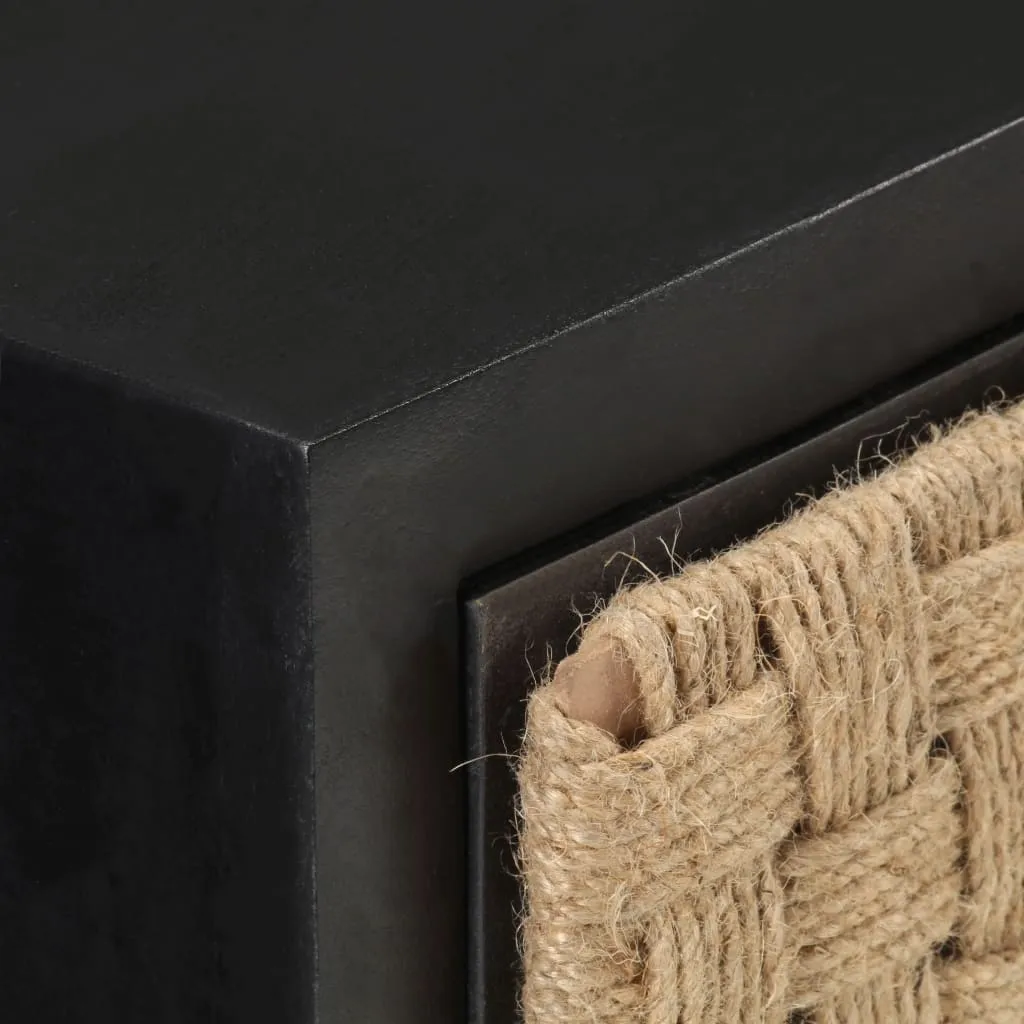 Holz-Nachtschrank Vollholz Schwarz 40x30x50 cm