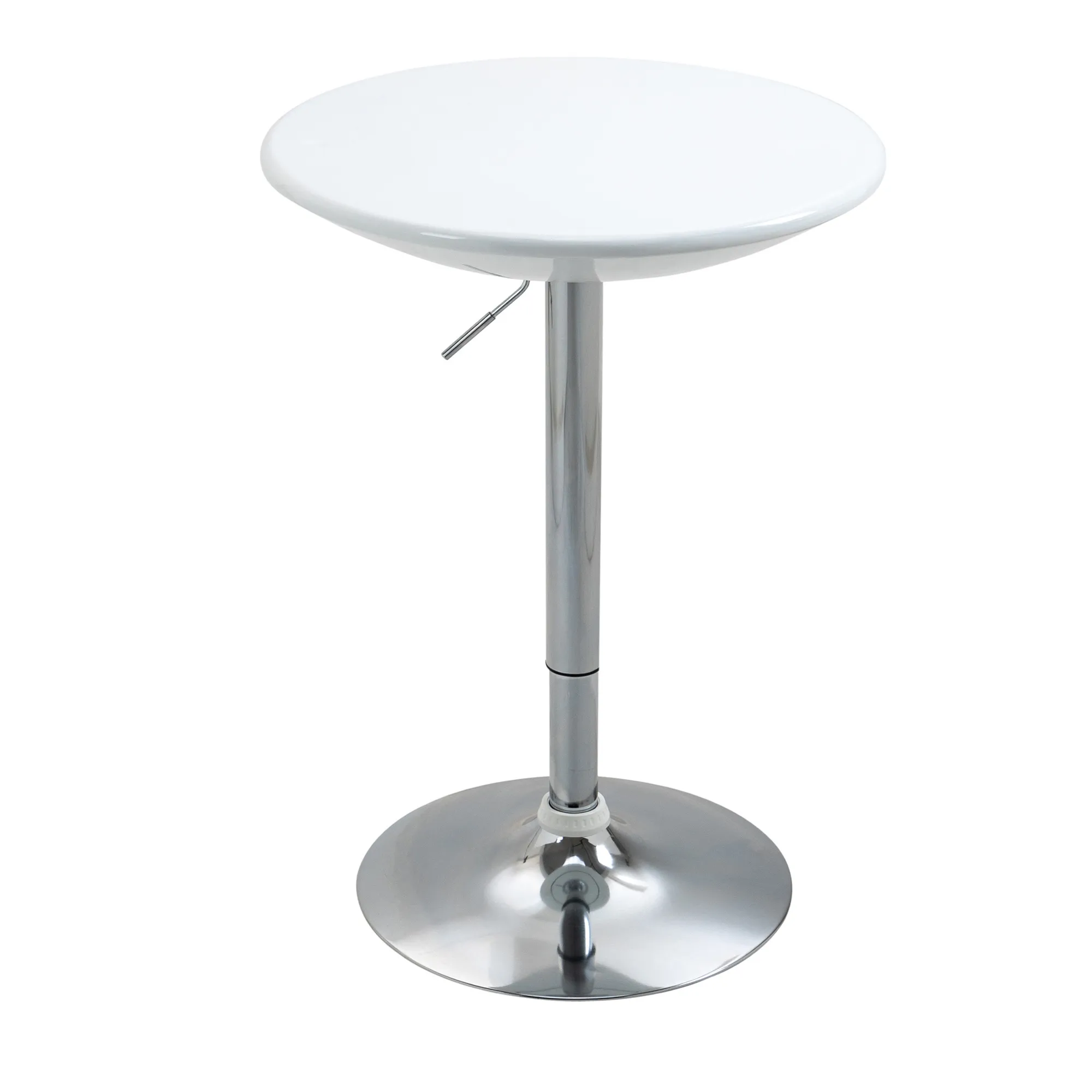 Exquisiter Bartisch Ø61 cm in Weiß, Höhenverstellbar 76-97 cm