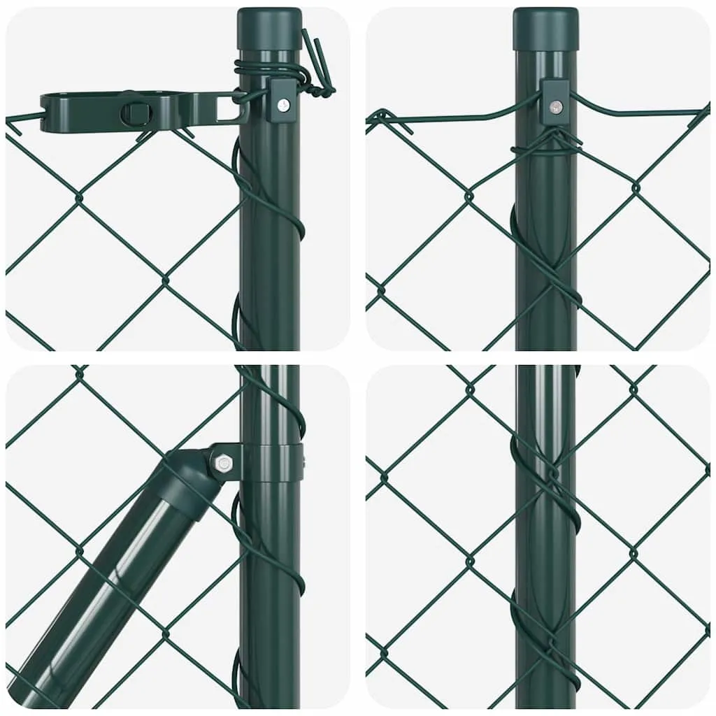 Zaunpfosten-Set aus Stahl Grün 2500 x 3,2 x 80 cm