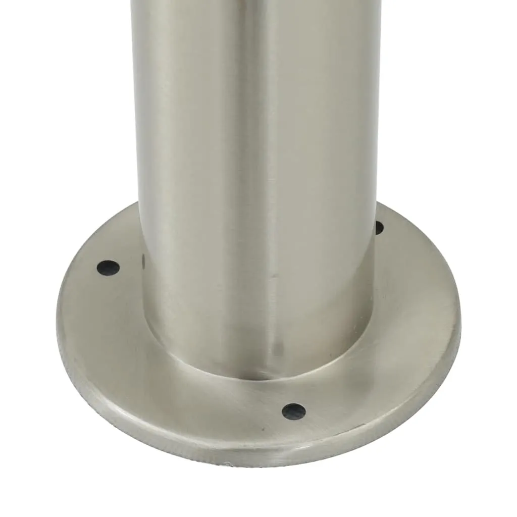 Silberne Edelstahl Pollerleuchte 25x80 cm mit Steckdose und IP44
