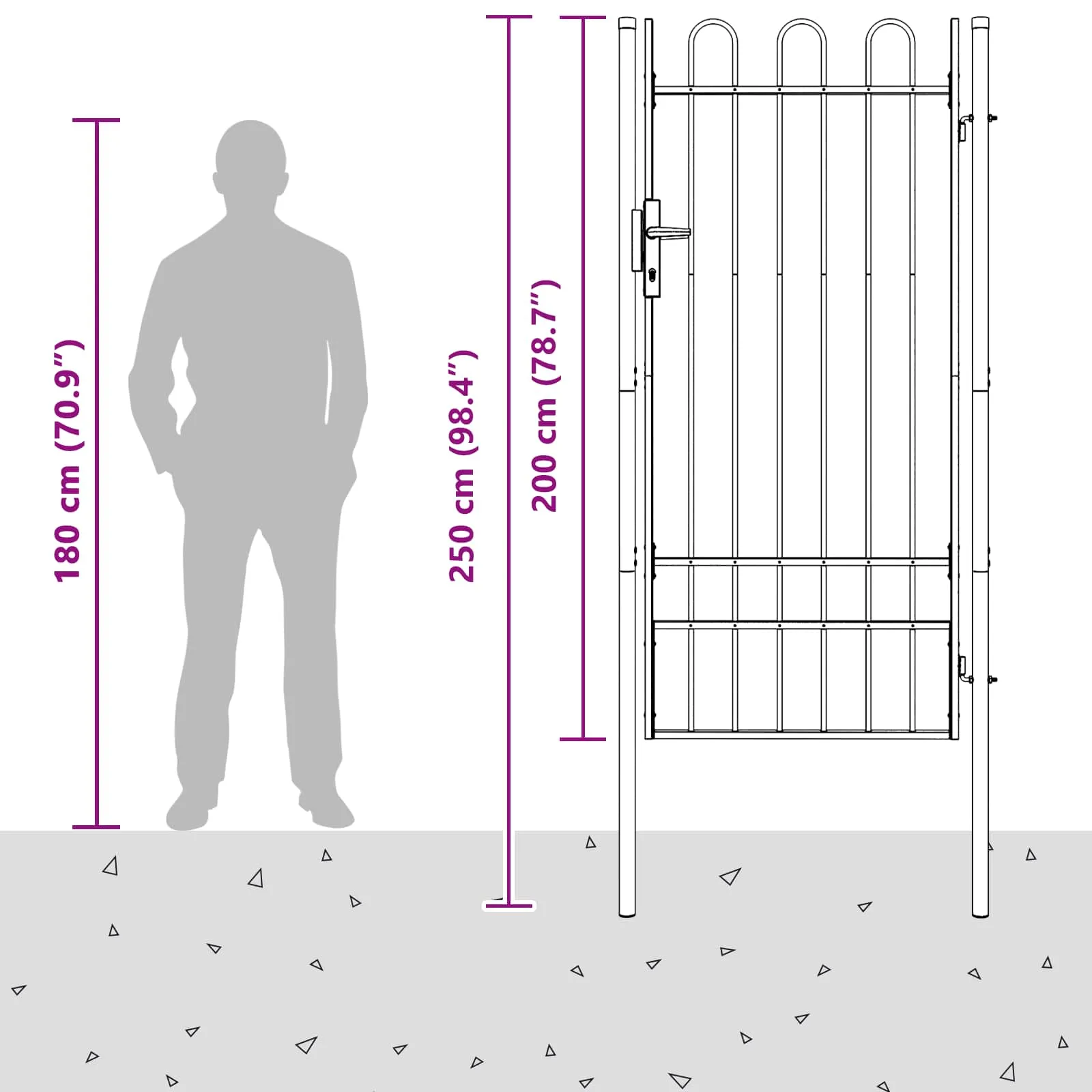 Zauntor BOXTEL 103 x 250 cm Pulverbeschichteter Stahl Grau