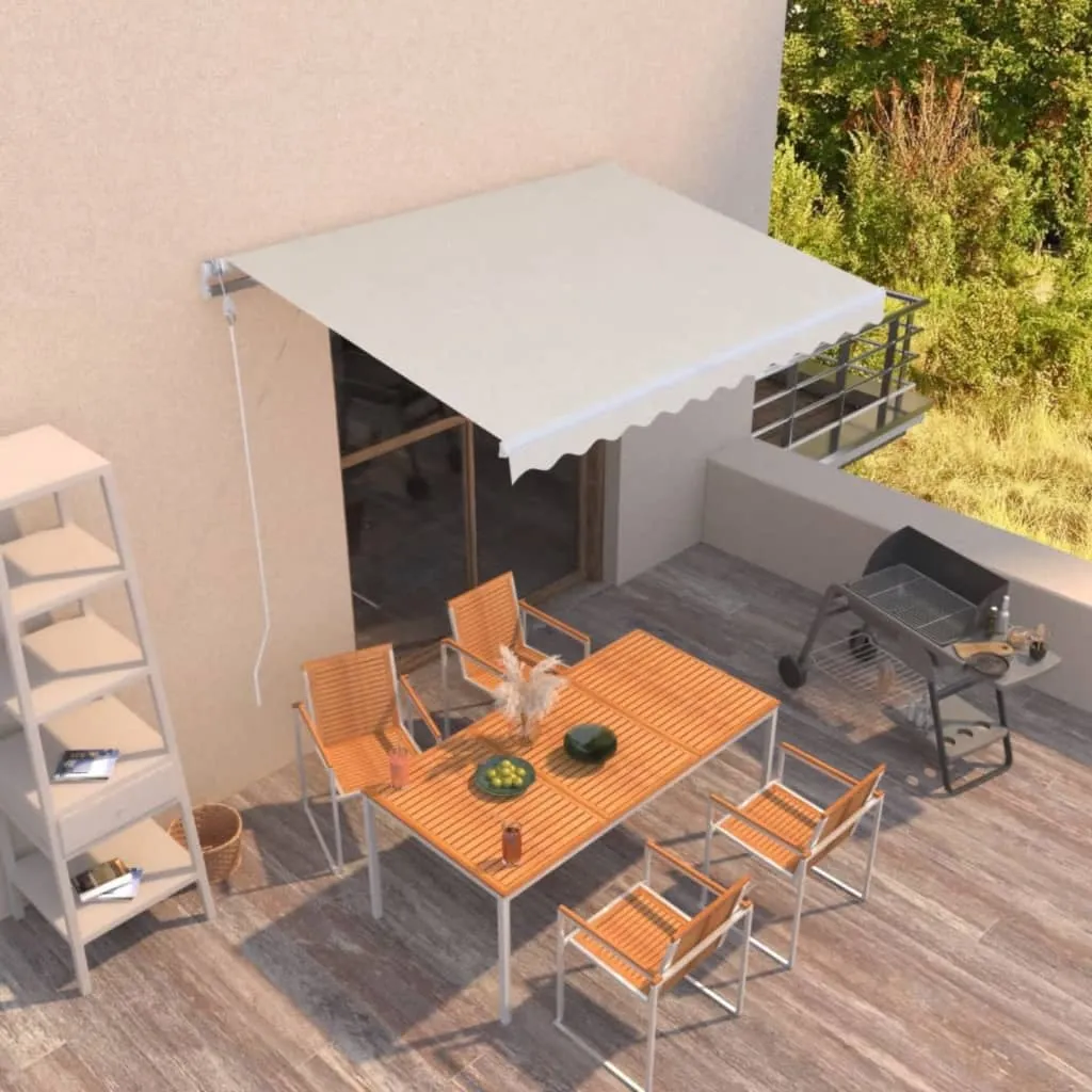 Versenkbare Outdoor-Markise 350x250 cm Creme mit weißem Aluminiumrahmen
