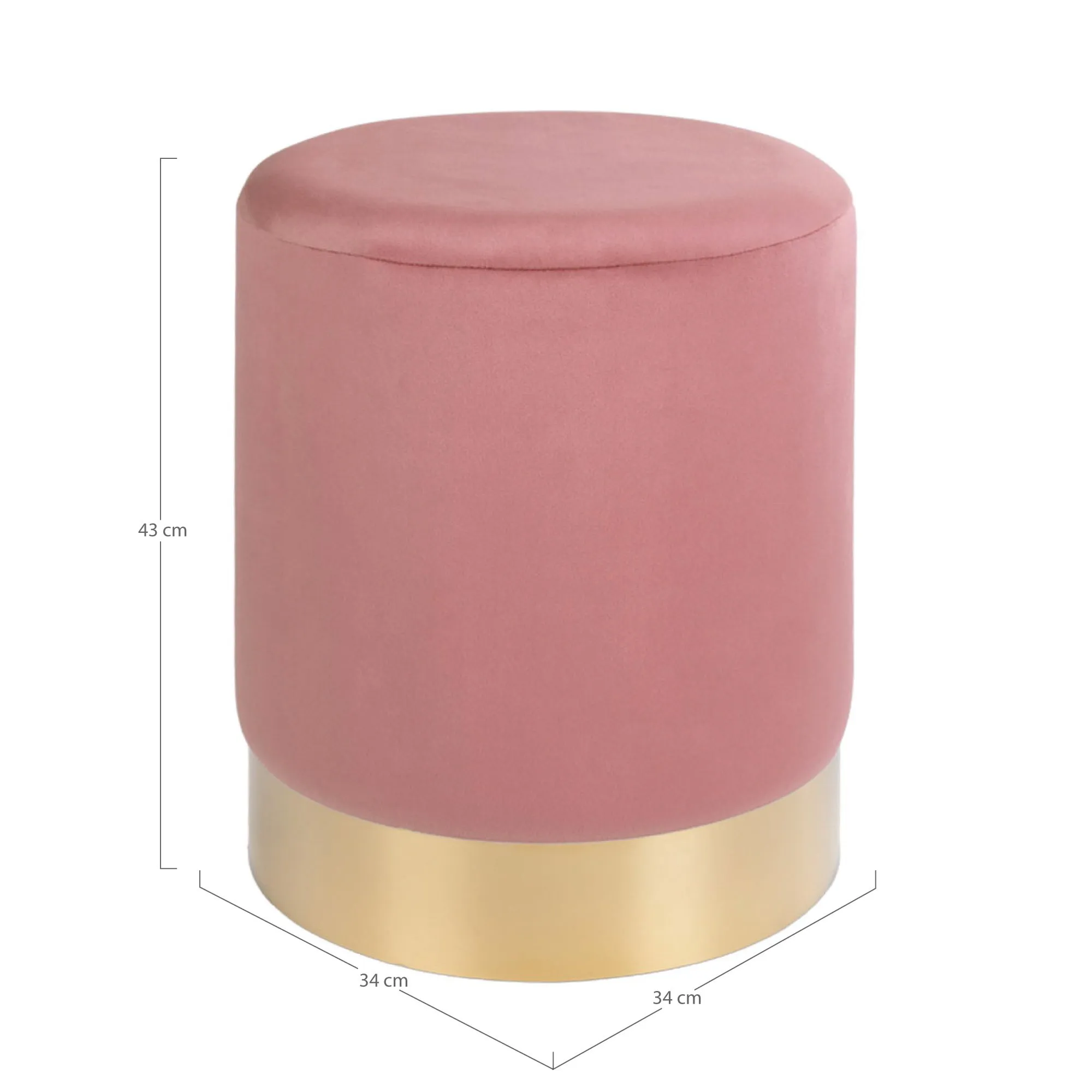 tinkaro Pouf Gamby Samt, Stahl Rosa