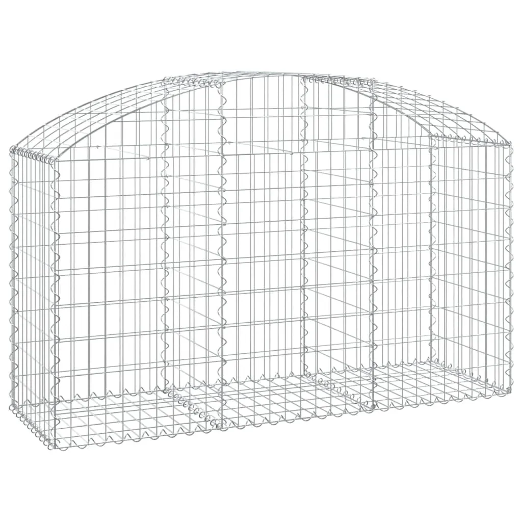Gabionenwand Hochbogen Silber 150 x 50 x 80/100 cm verzinktes Eisen
