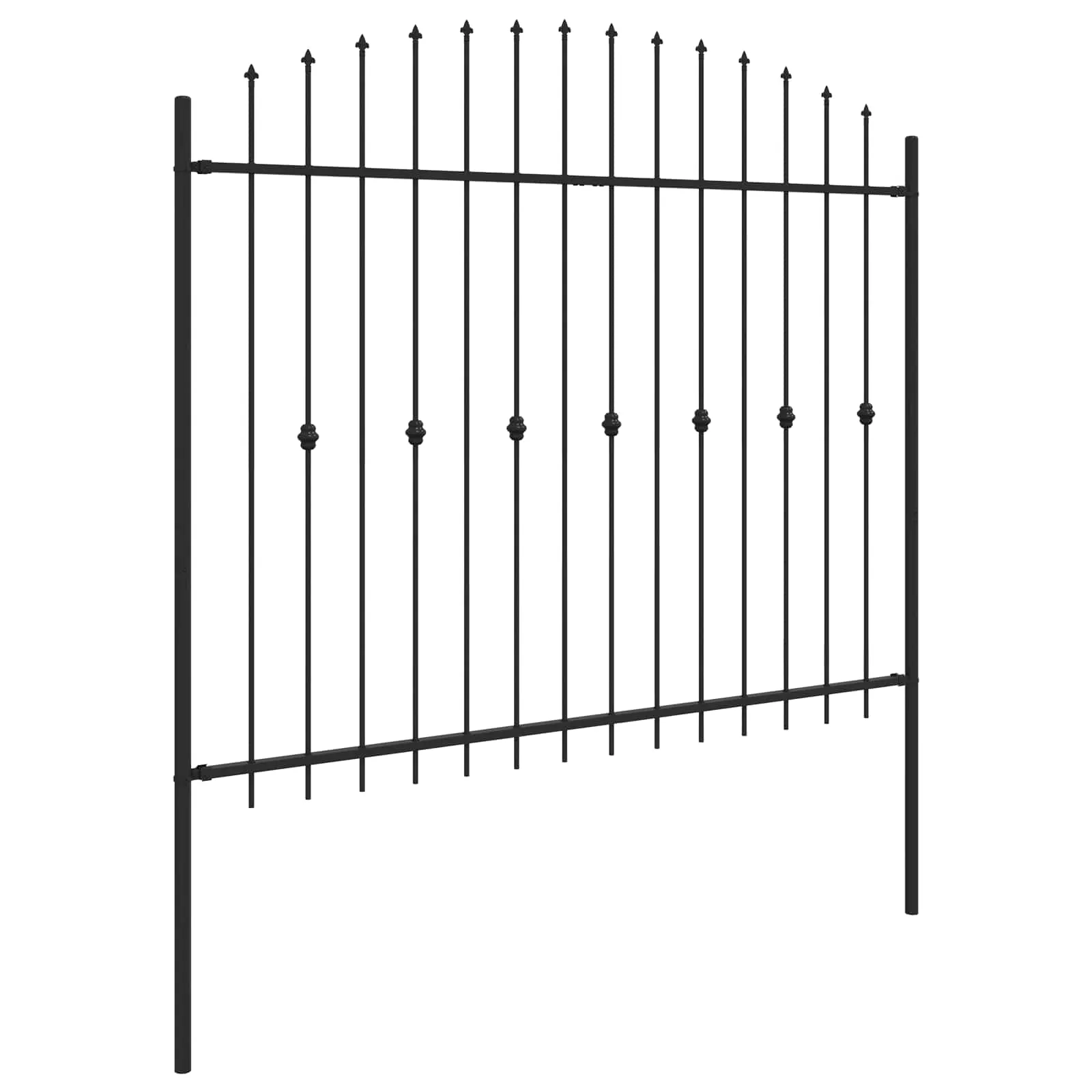 Moderner Spike Zaun 200 x 200 cm Schwarz aus pulverbeschichtetem Stahl