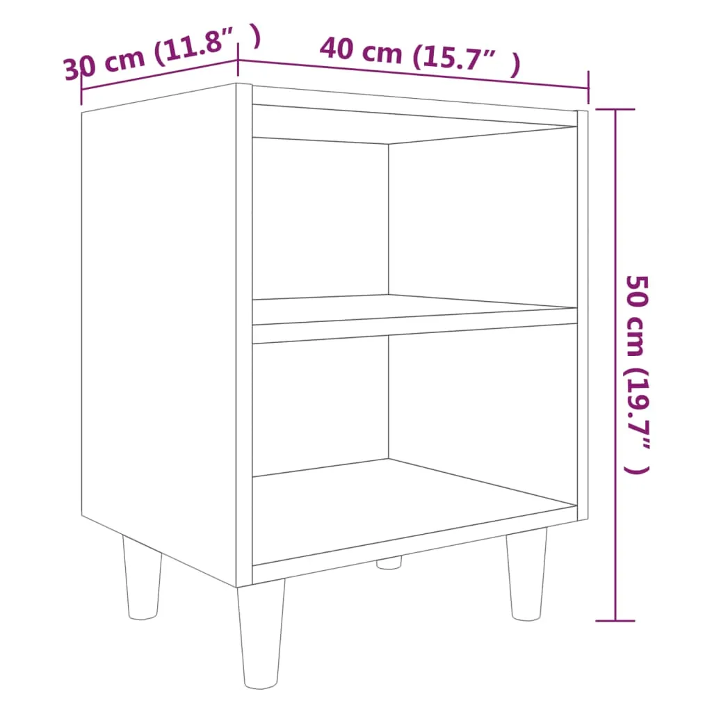 Nachttisch mit Massivholz-Beinen Braun Eichen-Optik 40x30x50 cm