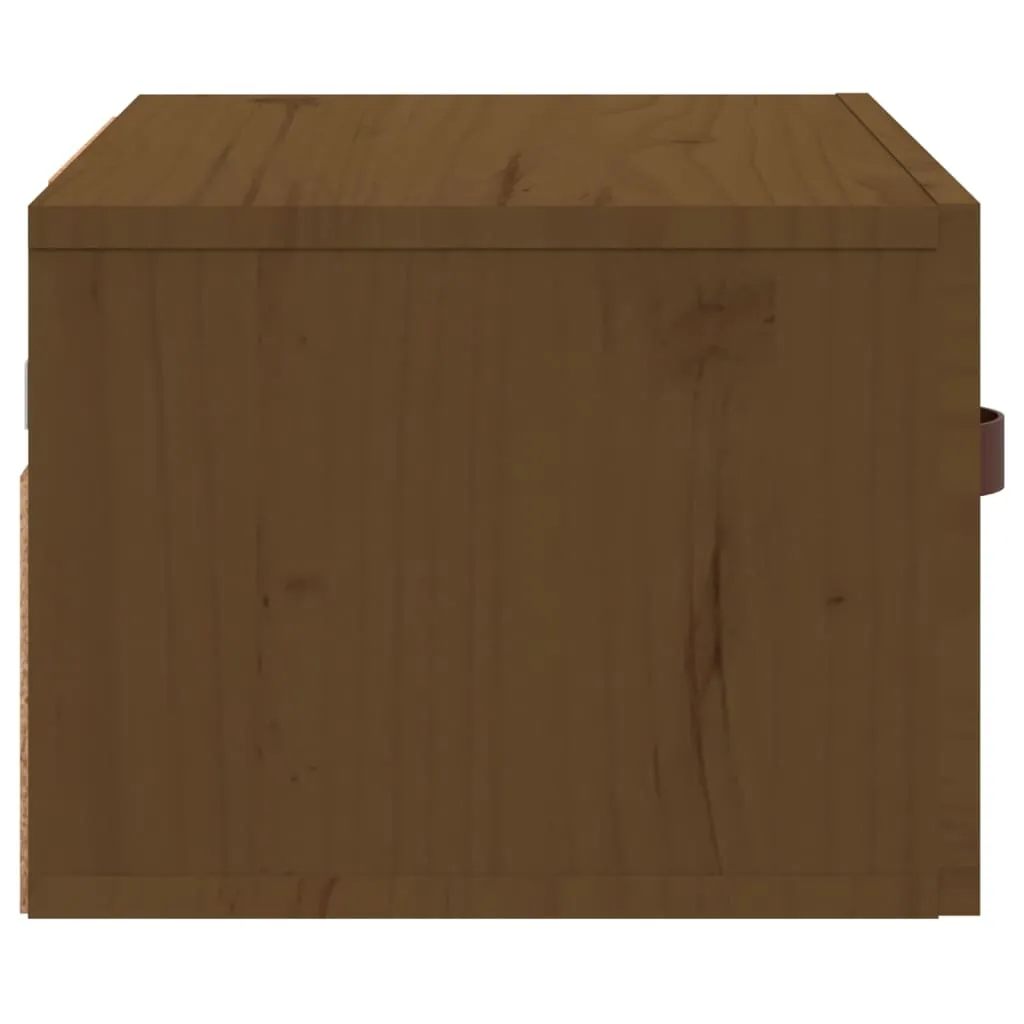Trendiger Wand-Nachttisch aus massivem Kiefernholz 40x29,5x22 cm Honigbraun