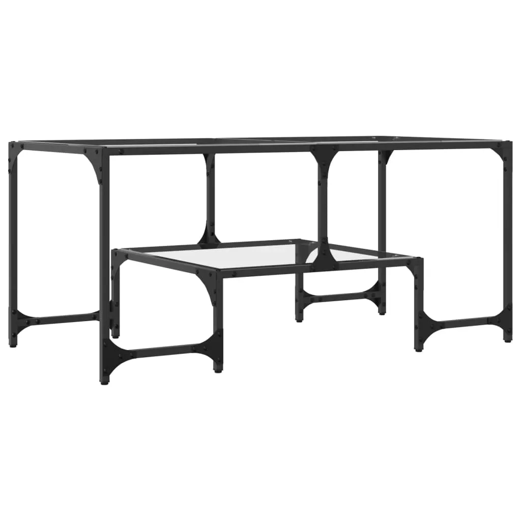 Eleganter Couchtisch 98,5 x 50 x 45 cm aus Glas und Massivholz