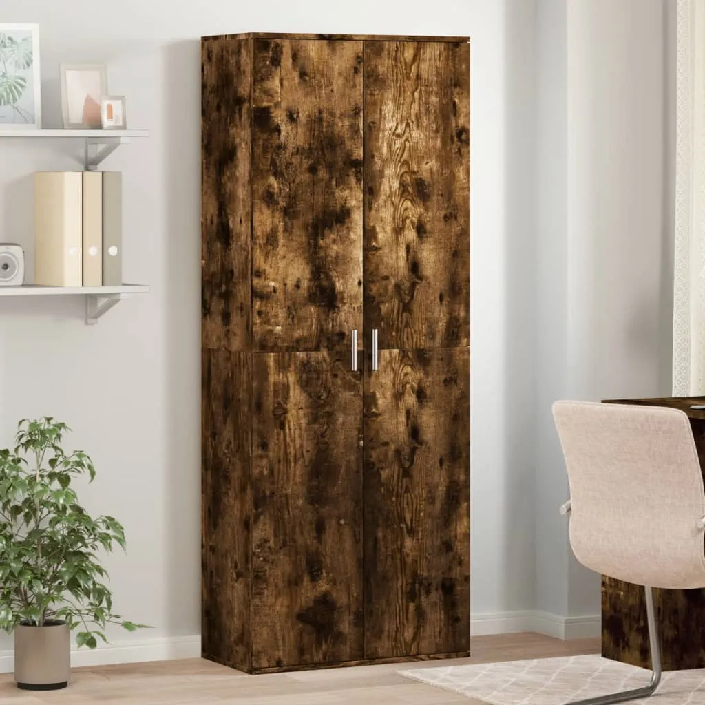 Highboard Massivholz Räuchereiche 70 x 35 x 180 cm