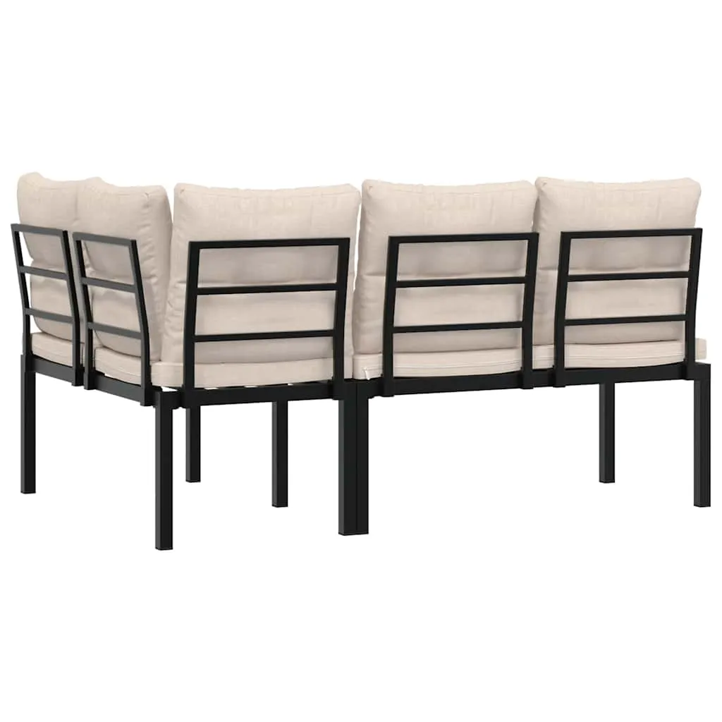 Gartenbank Set Schwarz 118x63x78 cm & 110x63x78 cm mit Kissen