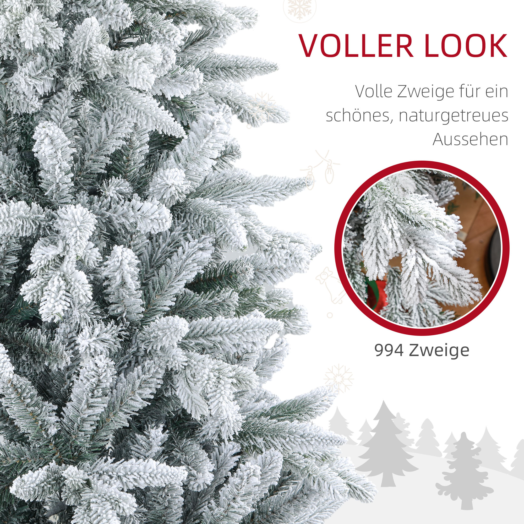Weihnachtsbaum künstlich mit Kunstschnee, flammhemmend, 180 cm