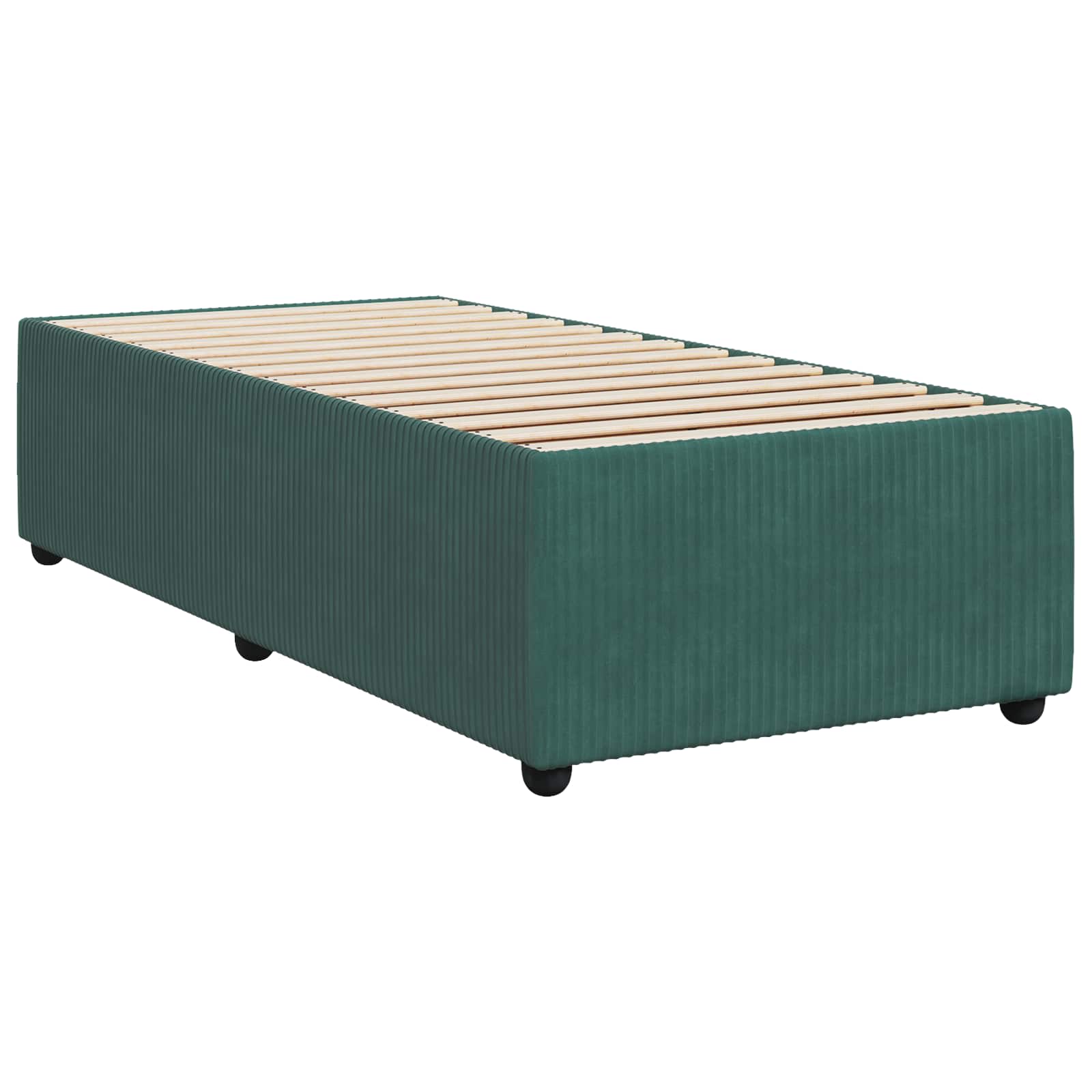 LED-Boxspringbett mit Matratze & Topper 90 x 190 cm Samt Dunkelgrün