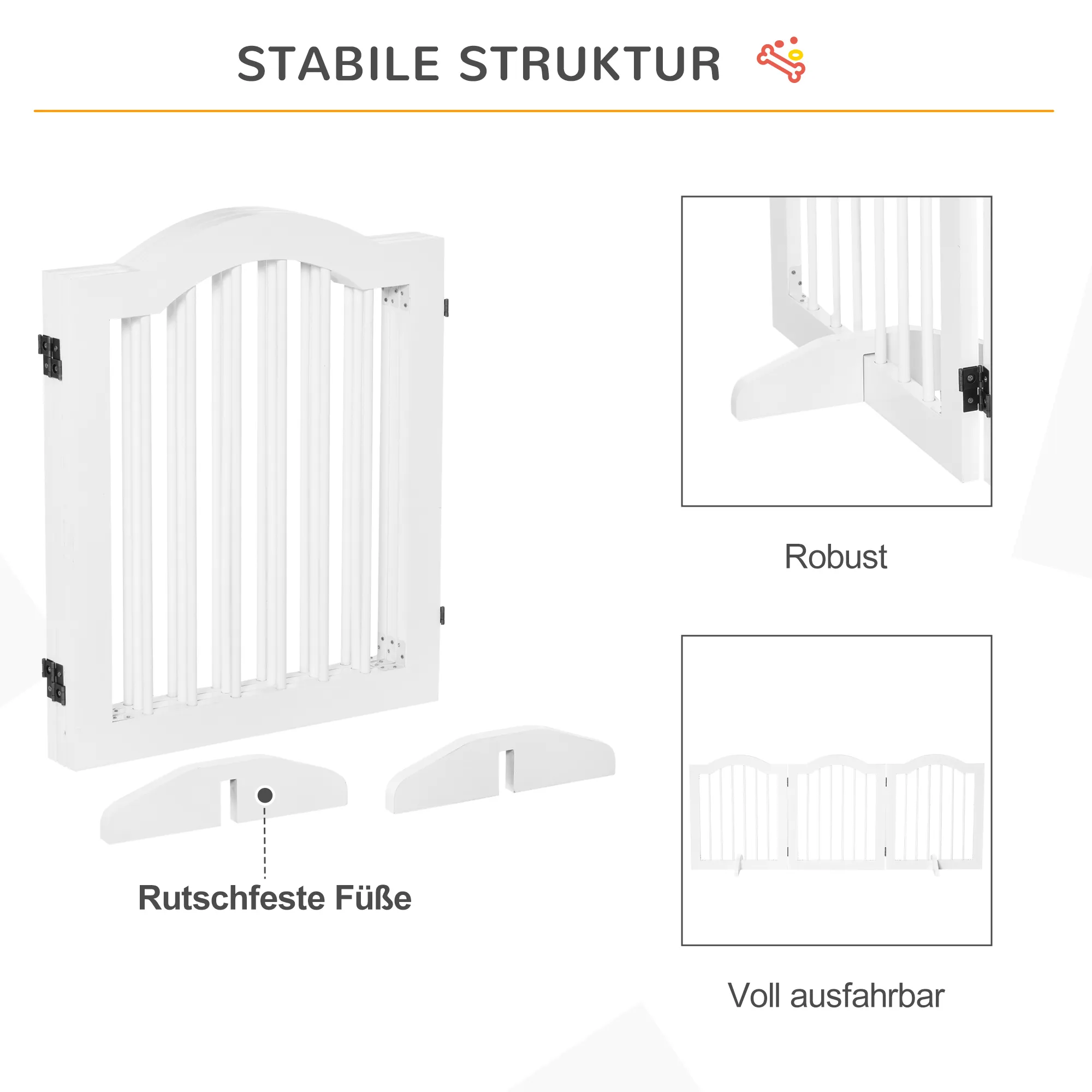 Hunde-Absperrgitter 154,5L x 29,5B x 61H cm in Weiß
