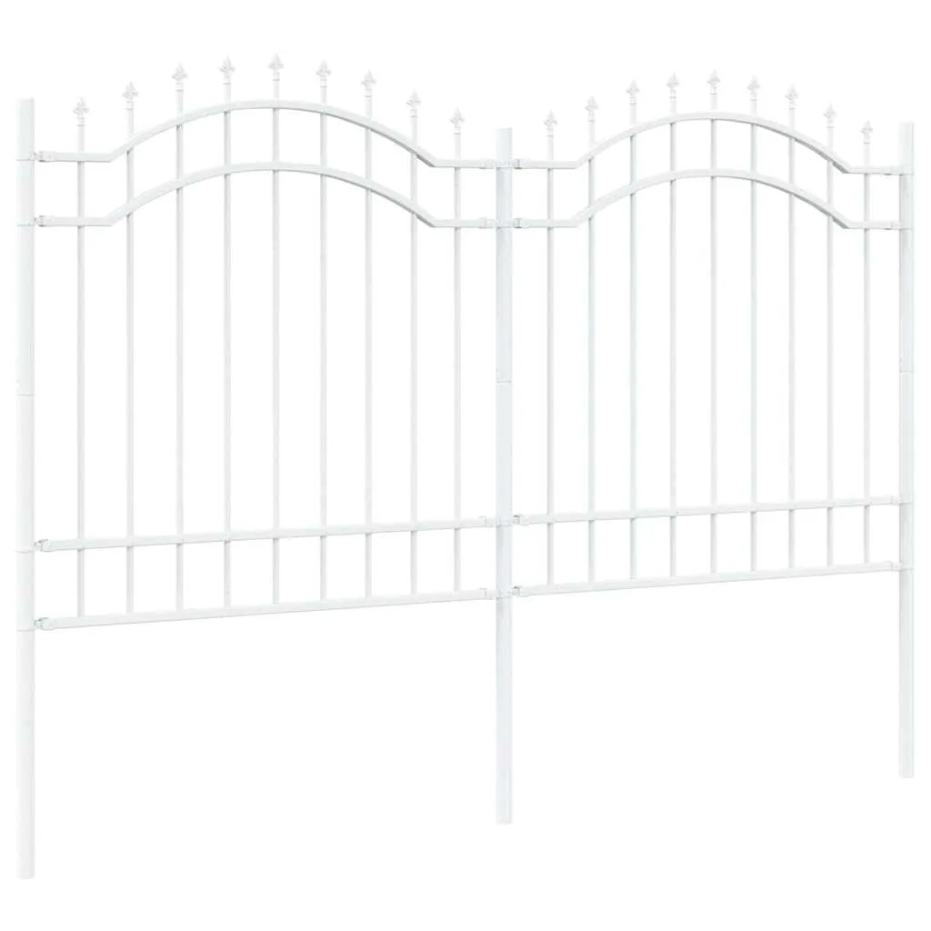 Moderner weißer Gartenzaun 240 x 165 cm aus pulverbeschichtetem Stahl