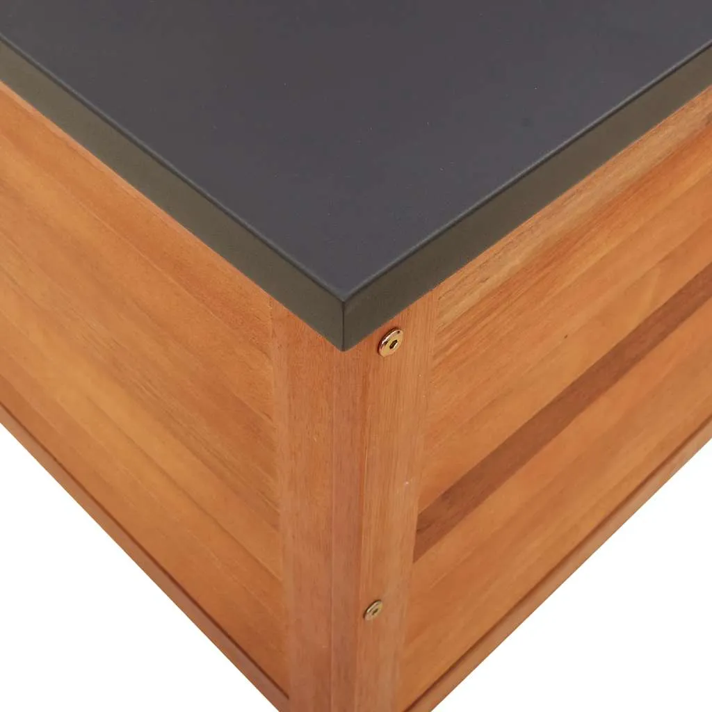 Gartenbox aus Massivholz 60x50x55 cm rötlich-braun mit Metalldeckel