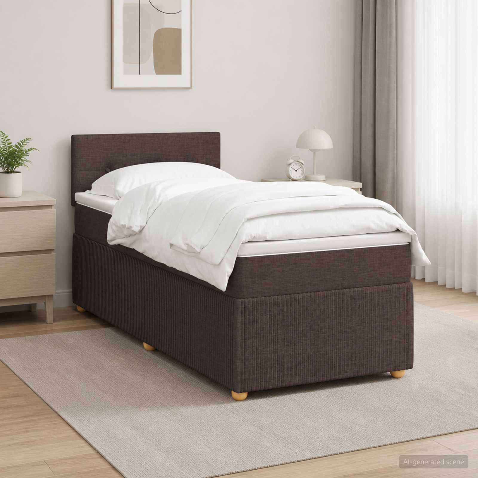 Boxspringbett mit Matratze, LED-Beleuchtung, 80x200 cm, Braun
